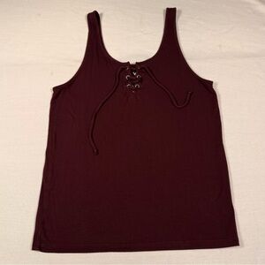 American Eagle Outfitters Maroon Lace-Up Tank Top